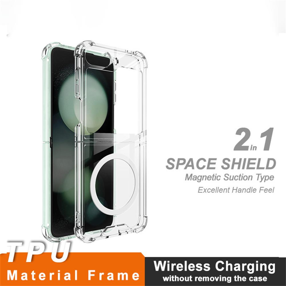 

IMAK For Samsung Galaxy Z Flip6 5G Clear Case Compatible with MagSafe Shockproof PC+TPU Phone Cover A