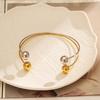 Yingtai Women's 18k Gold-Plated Stainless Steel Open Ball Ring