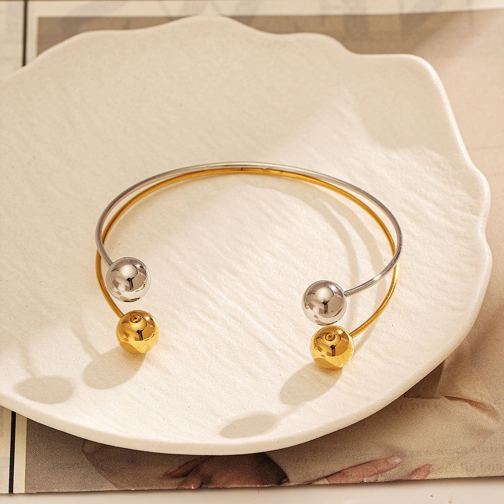 Yingtai Women's 18k Gold-Plated Stainless Steel Open Ball Ring