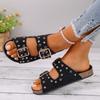 Summer Thick Bottom Buckle Riveted Women's Sandals Handmade Slippers with Flat Bottom Casual Outdoor Slippers Zapatos De Mujer