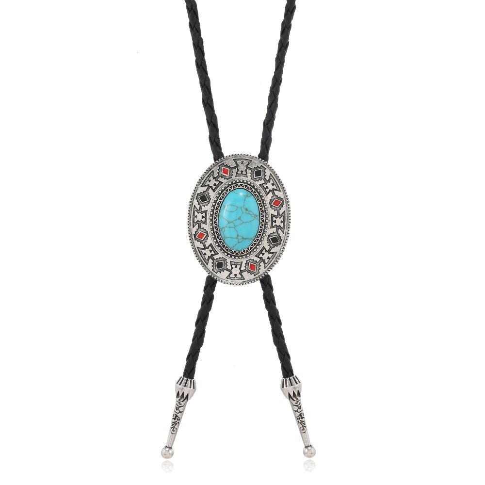 Long Western Cowboy Style Necklace Ethnic Style Leather Rope Necklace Unique Punk Necktie Gift