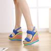 Fashion Plus Size 34-43 Shoes for Women Summer 2024 Rainbow Wedge Sandals Open Toe Sandalias Platform High Heel Casual Roman Women Shoes