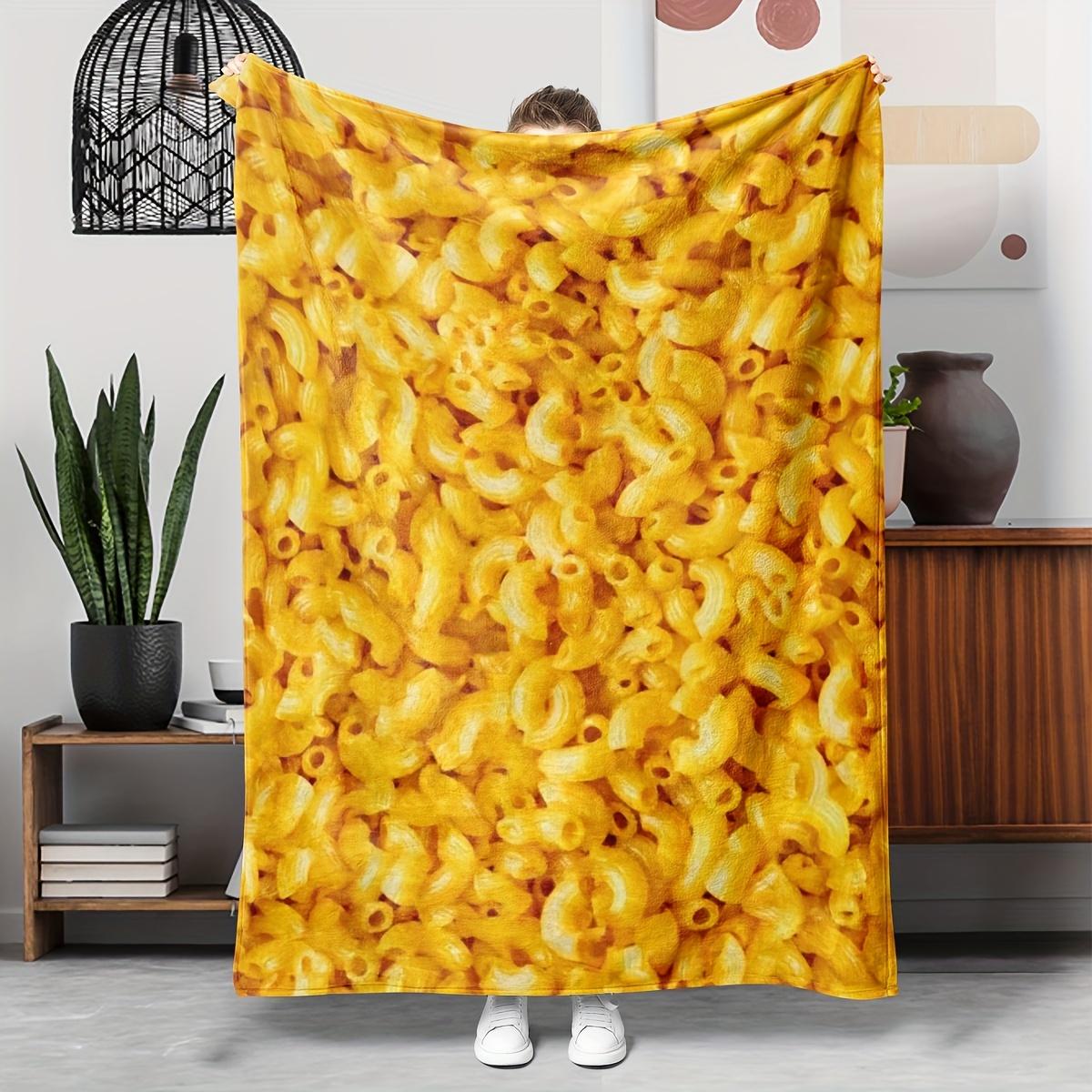 Tinika Chen Unisex [Cartoon Flannel Blanket] Cozy Cartoon Macaroni & Cheese Flannel Throw Blanket - Soft, Warm, And Allergy-Friendly For Couch