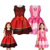 Kids love-Descendants5 Princess Pink Costume Queen Red Print Dress for Girls Halloween Fantasia Clothing Children Carnival Party Suit
