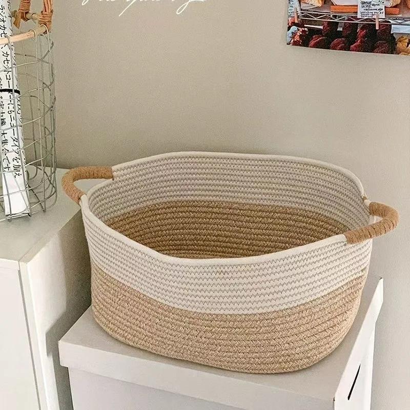 Rope Woven Baskets for Organizing Woven Rope Storage Basket Multifunctional Toy Basket for Desktop Nursery Offi Bathroom Books