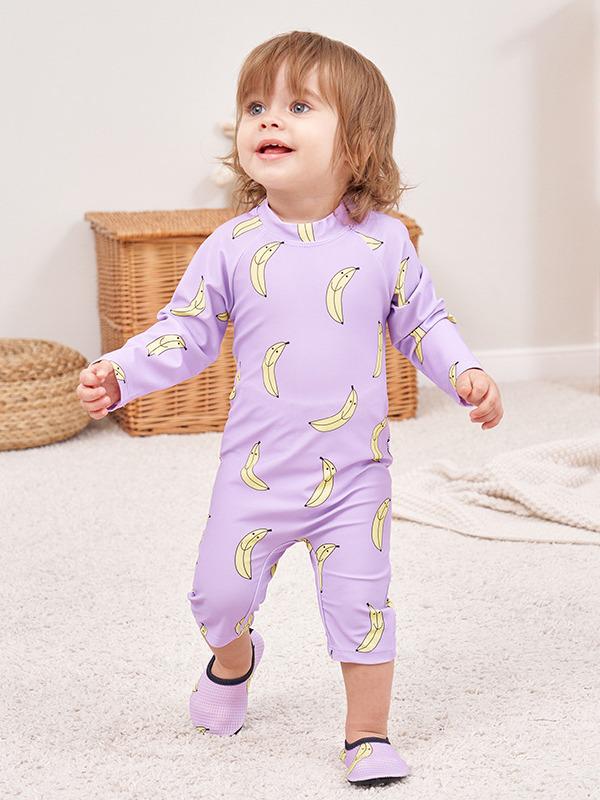 Kids' Cute Quick-Dry One-Piece Swimsuit: Long Sleeve, Sun Protection for Boys, Girls, Infants & Toddlers