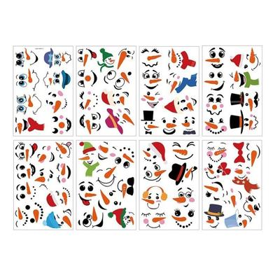 71pcs PVC Christmas Snowman Face Stickers DIY Self-adhesive Cartoon Stickers Transparent Water Bottle Cup Expression Stickers