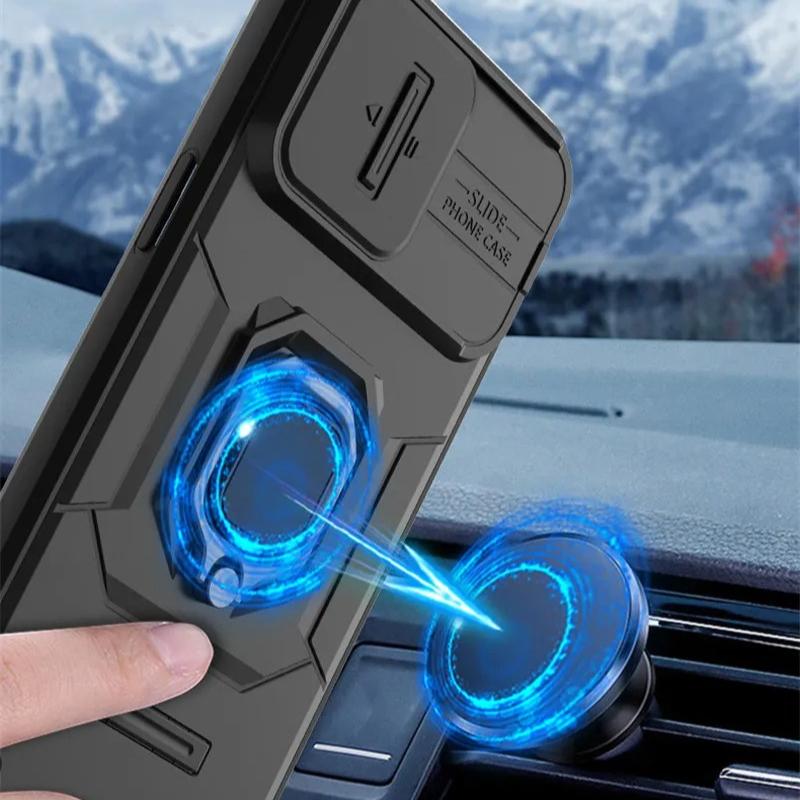 Stoßfeste Hülle für Vivo iQOO Z9 Hülle für Vivo iQOO Z9 5G Ringhalter Magnetische Rückseite für Vivo iQOO Z9 Z 9 Schiebefenster-Hülle