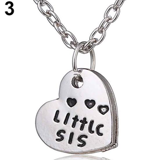 Broken Heart Sisters Matching Big Middle Little Sister Letter Carved Love Necklace