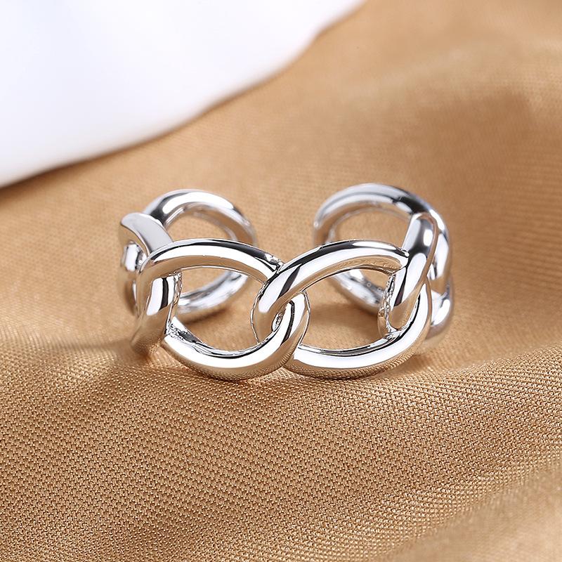 925 Sterling Silver HipHop Ring Open Adjustable Silver/Gold for Women Exquisite Student Girlfriend Jewelry Wedding Party GiftG