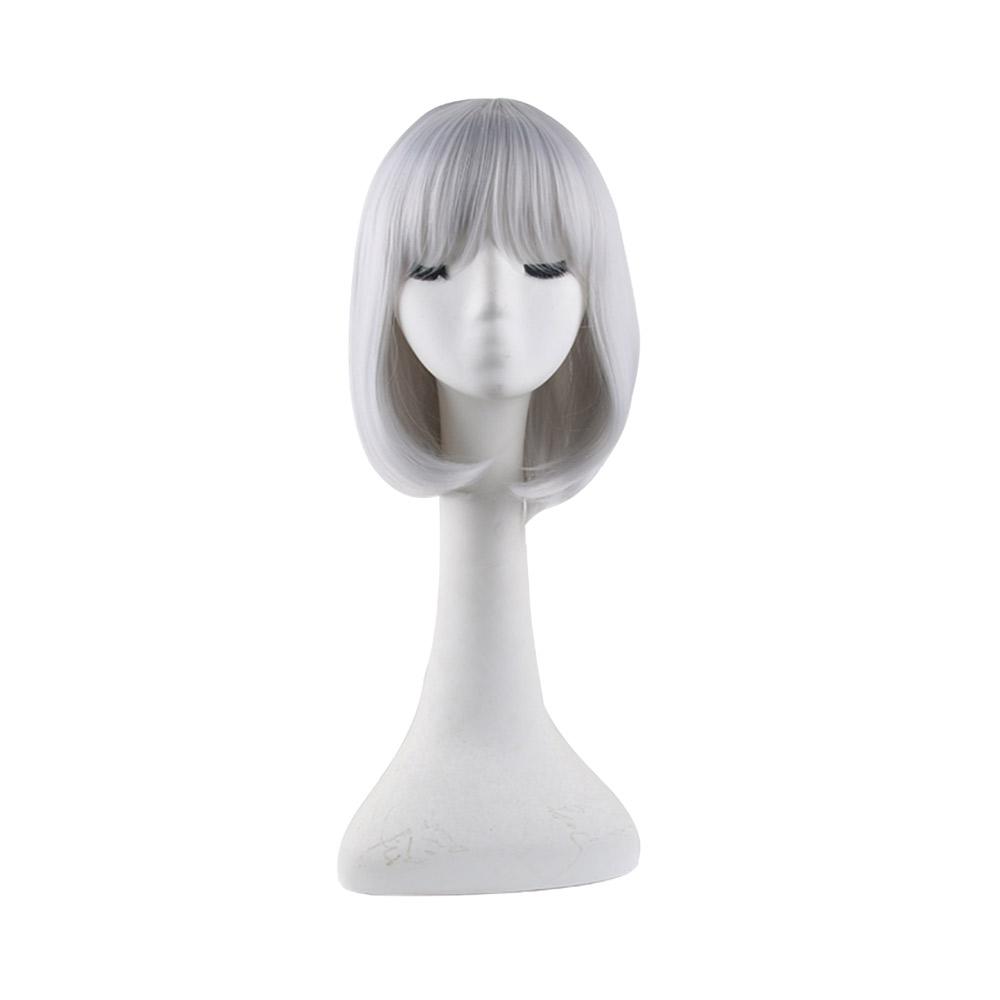 Tobiichi Origami Cosplay Wig Date a Live Anime White Short Synthetic Hair Touhou Konpaku Youmu Straight Cut Costume Party