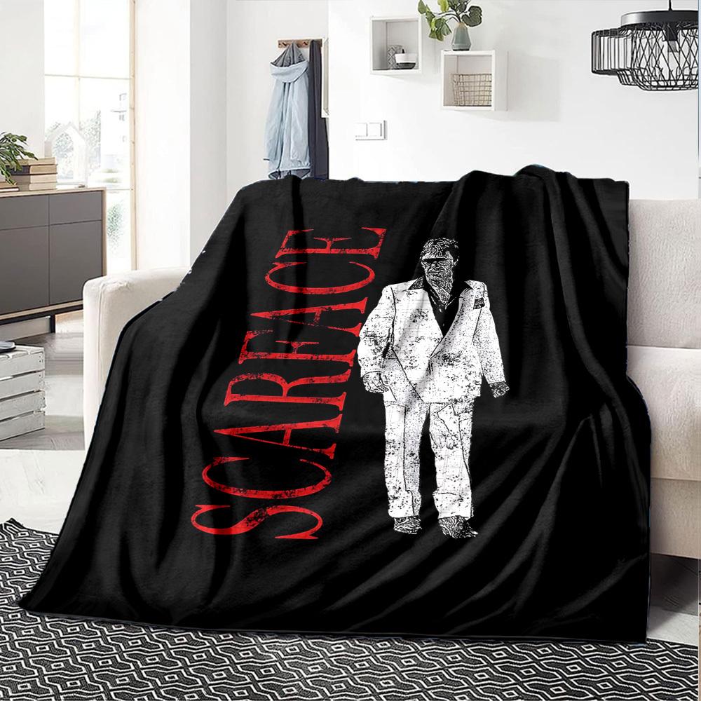 1pc Scarface Soft Flannel All Season Throw for Home, Office, Outdoor UseDurable Comfort Soft Warm Throw for Home