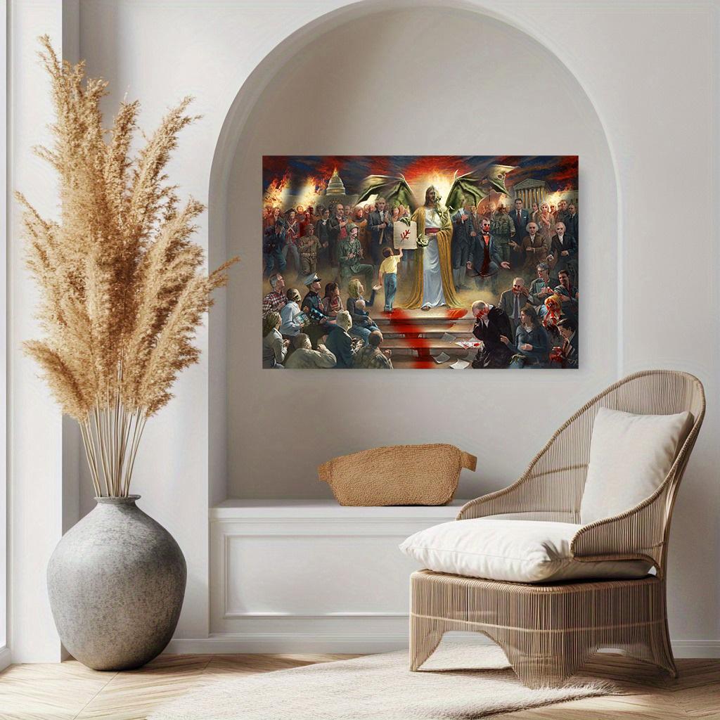 One Nation Under God Jesus Poster Wall Painting Canvas Painting Wall Art Poster for Bedroom Living Room Decor Gift