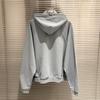 Unisex Oversized Distressed Letter Print Zip-Up Hoodie Casual Cotton Sweatshirt Fall