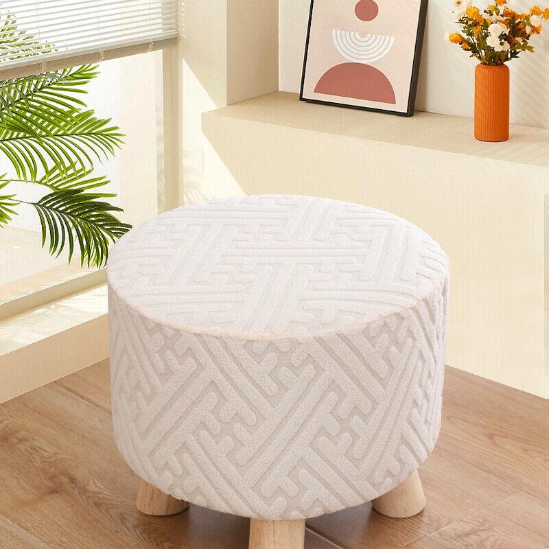 1pc Small Footstool Cover Round Square Stretch Jacquard Ottoman Slipcover Dustproof Seat Cover Living Room ChairCover Home Decor