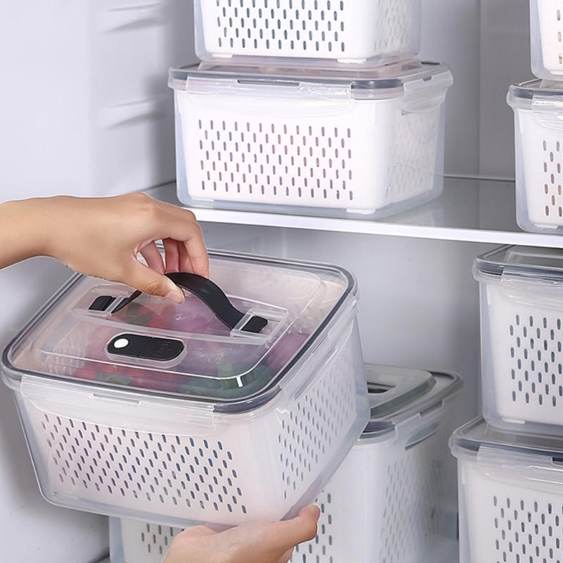 Multipurpose Food Storage Container with Removable Colander Accessory for Easy Draining and Long Time Use Preservation