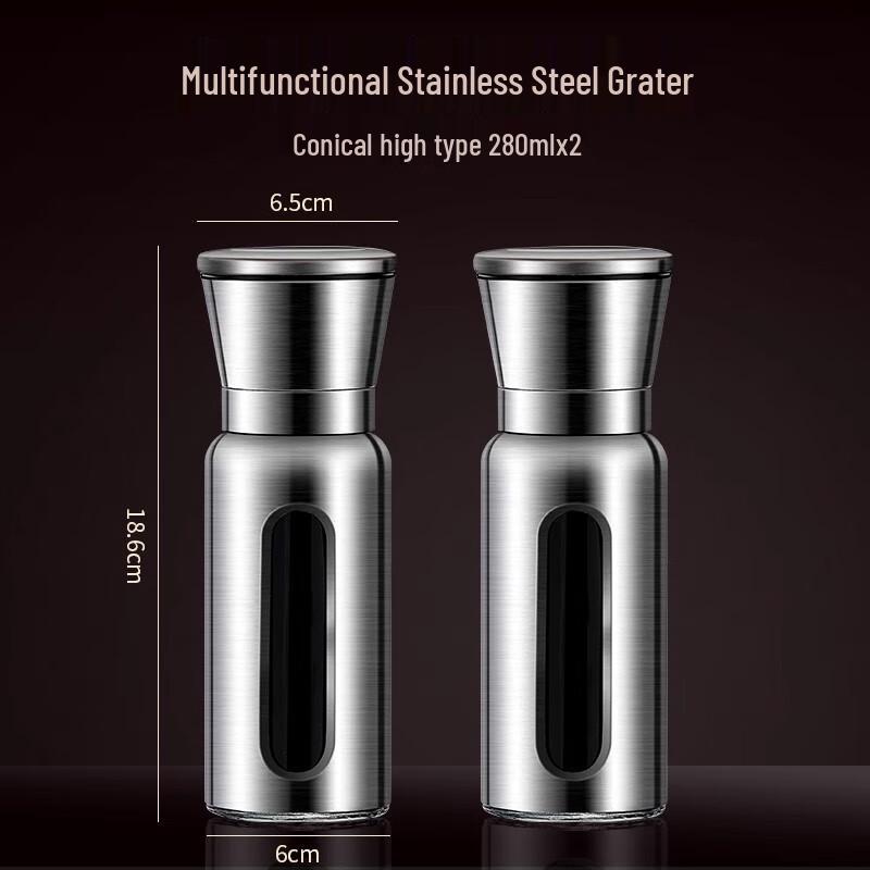 Zhaoran Tall Stainless Steel Pepper & Spice Grinder Set (2-Pack)