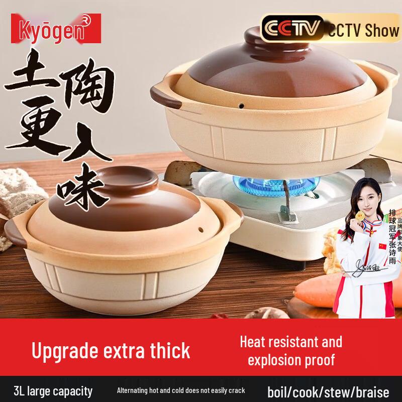 Jingyan Traditional Clay Casserole Pot 3L