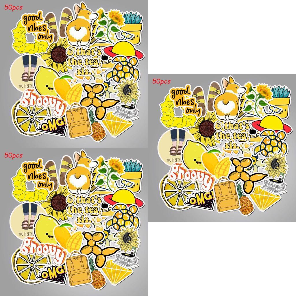 50 Pcs Cartoon Yellow Small Fresh Stickers Featuring Adorable Designs For Luggage Decoration