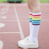 Women School JK Girls Cotton Over Calf Long Socks Japanese Style Rainbow Striped Student Uniform Casual Knee High Socks