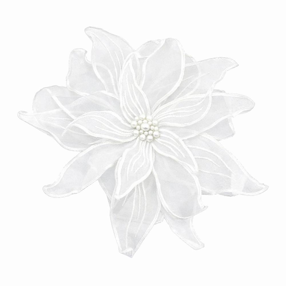Elegant Embroidery Patches Black/White Handmade Pearl Flower Patches Flower Design Lace DIY Sewing Accessories