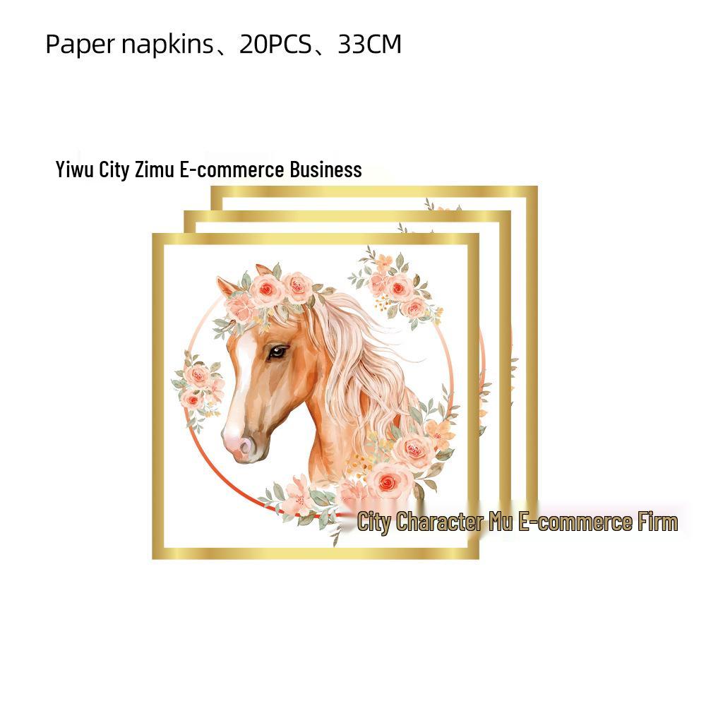 Horse Racing Birthday Party Décor Set - Cartoon Backdrop, Balloons, Cake Toppers