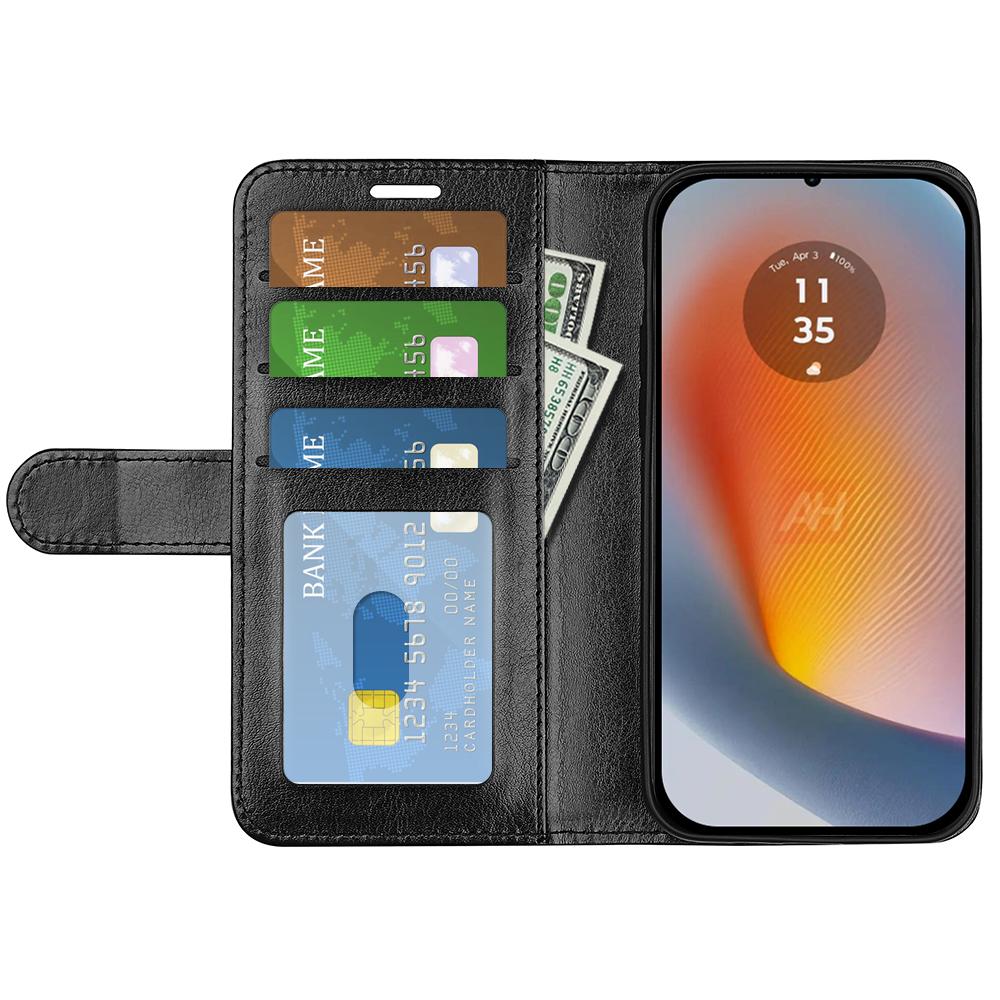 

For Motorola Edge 50 Fusion 5G Wallet Case Leather Phone Cover with Stand Black