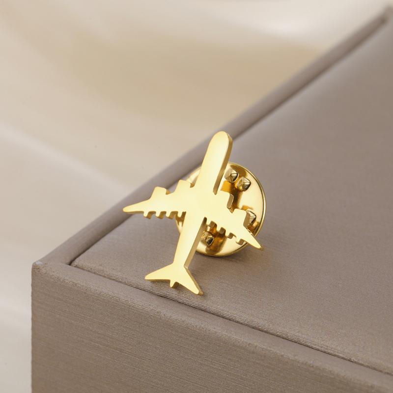 Trendy Plane Lapel Pins Brooch For Women Men Stainless Steel Suit Collar Badges Jewelry 2026 Gifts Accessories