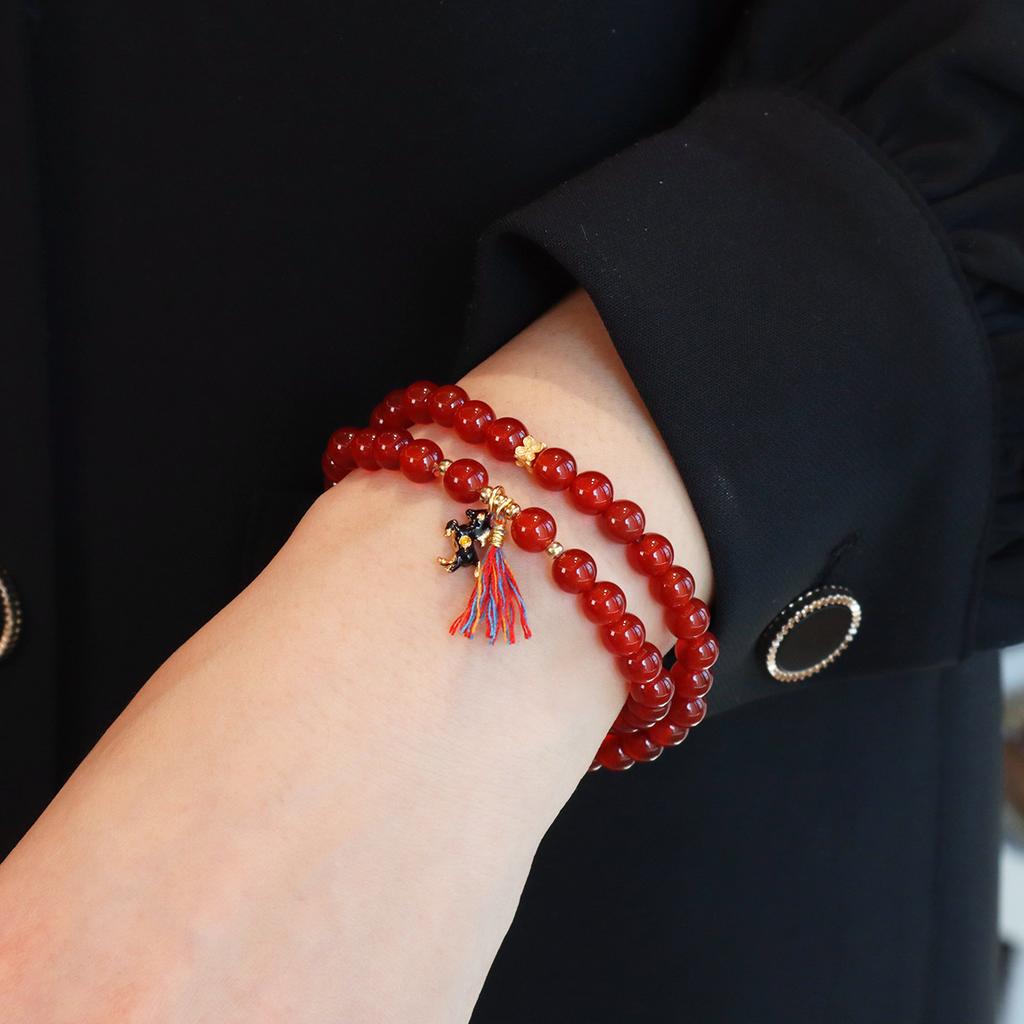 Natural Agate Bracelet Female Pony Pendant Non-fading Bracelet Jewelryfashion Women Daily Jewelry Gift