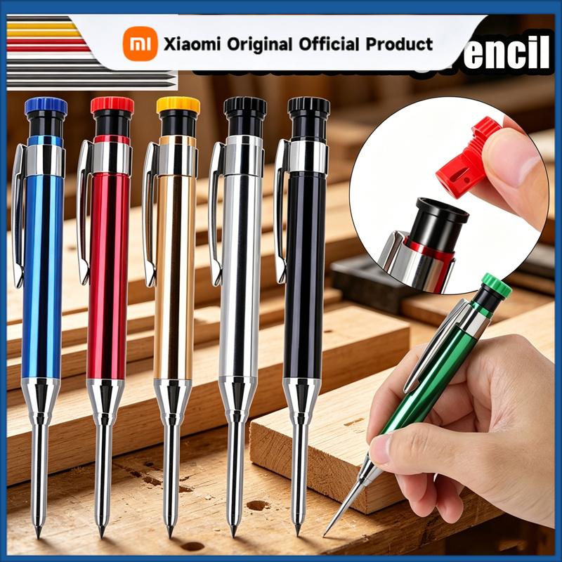 Xiaomi 1-6Pcs Metal Solid Carpenter Mechanical Pencil Set with Sharpener Lead Core Deep Hole Construction Marking Scriber Tool Supply