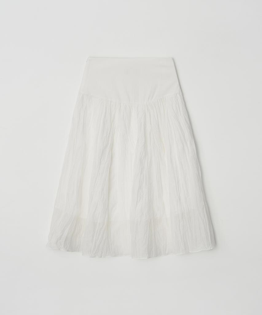 Meojiaenminggeul Ete Contour Wrinkle Midi Skirt (White)