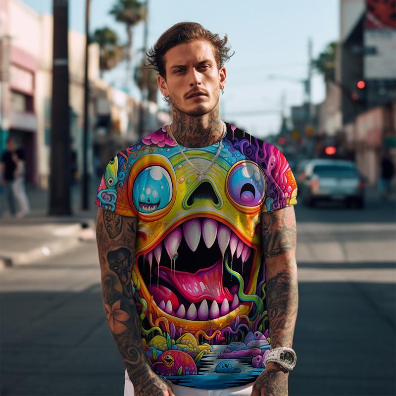 

Чоловіча вільна футболка великого розміру Літня футболка з круглим вирізом Вулична повсякденна футболка з короткими рукавами Смішна футболка з 3D-принтом 6XL сірий