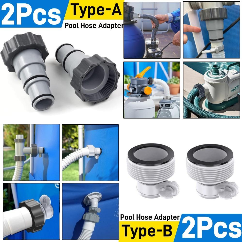 2Pcs Swimming Pool Pipe Hose Adapter Intex Threaded Connection Pump Replacement Hose Adapter Pool Pump Part with Plunger Valve