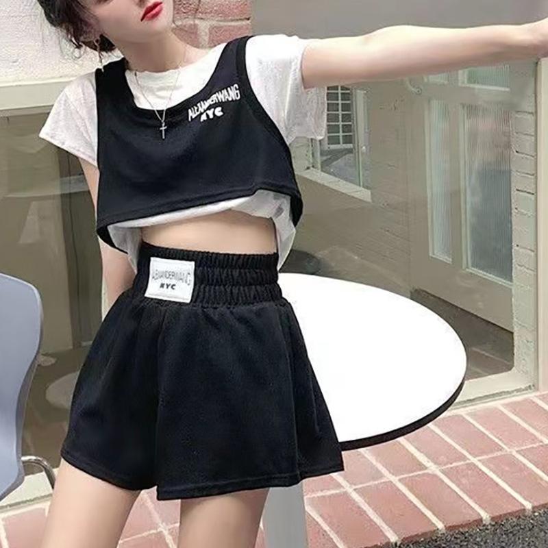 Dresy Sportowe dla Kobiet Modne Lato Nowe Casualowe Seksowne Kamizelka Kamizelka Szorty Garnitur Dwuczęściowy