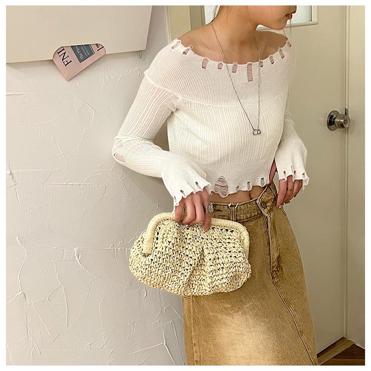 Women's Straw Beach Bag - Versatile Crossbody and Handheld Woven Bag