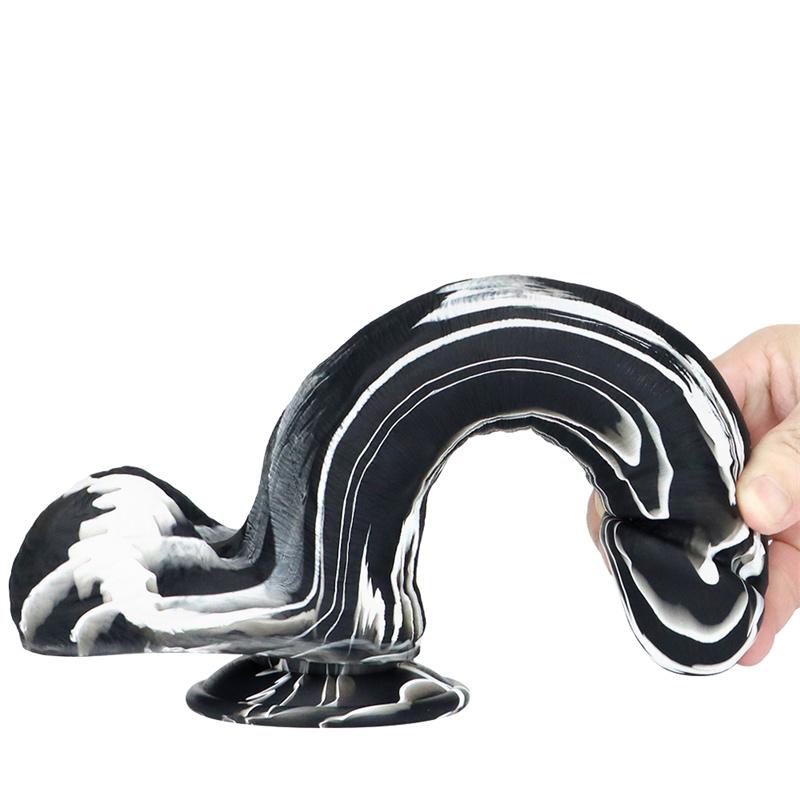 Simulation Liquid Silicone Phallus Sucker Oversized Super Soft Thick Black Female Big Penis Soft Sex Props Masturbation Stick