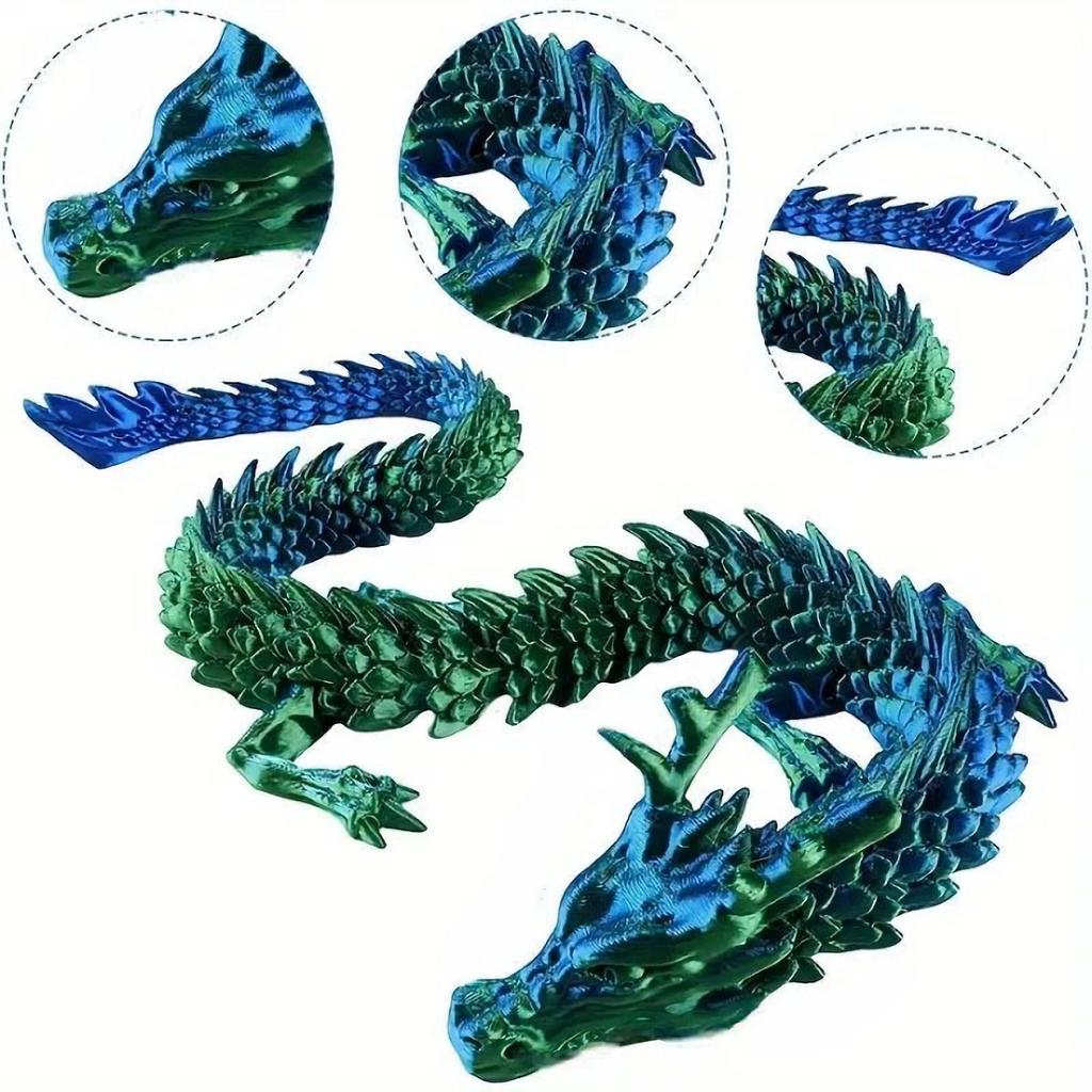 1pc Exquisite 3D Printed Chinese Dragon Ornament - Flexible Joints for Customizable Poses - Unique Anime-Inspired Collectible fo