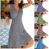 Moda Donna Estate Primavera Abiti Casual Senza Maniche con Scollo a V a Vita Alta con Stampa Floreale