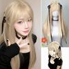 WTB Golden Long Straight Synthetic Wig Female Misa Amane Cos Straight Bangs Fluffy Smooth Long Straight Hair Wig