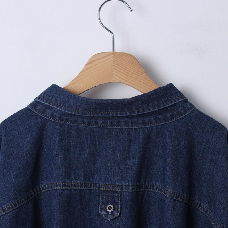 Shop Women Collar Neck Button Open Loose Fit Big Size Denim Shirt Light Blue 3
