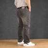 Podzimní džíny s vysokým pasem, vysoce strečové, volného střihu s rovnými nohavicemi pro muže, elastické kalhoty plus size