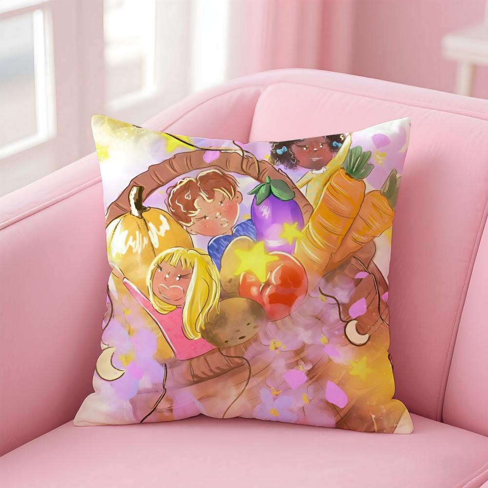 Kwaii Anime Cute My-Mymyberries Art Cushion Cover Pillowcase Short Plush Invisible Zipper Room Sofa Cushion Cover