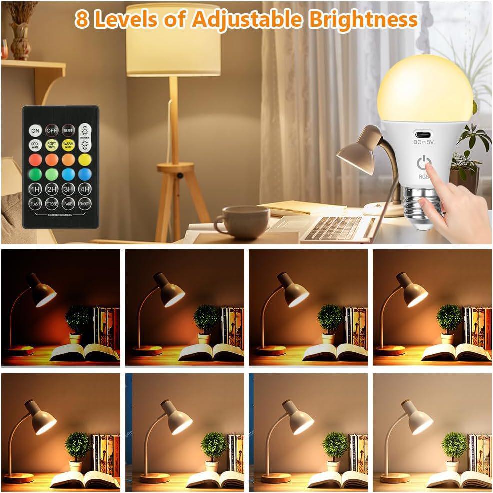 Rechargeable E27 RGB Touch Wall & Table Lamp with Remote Control