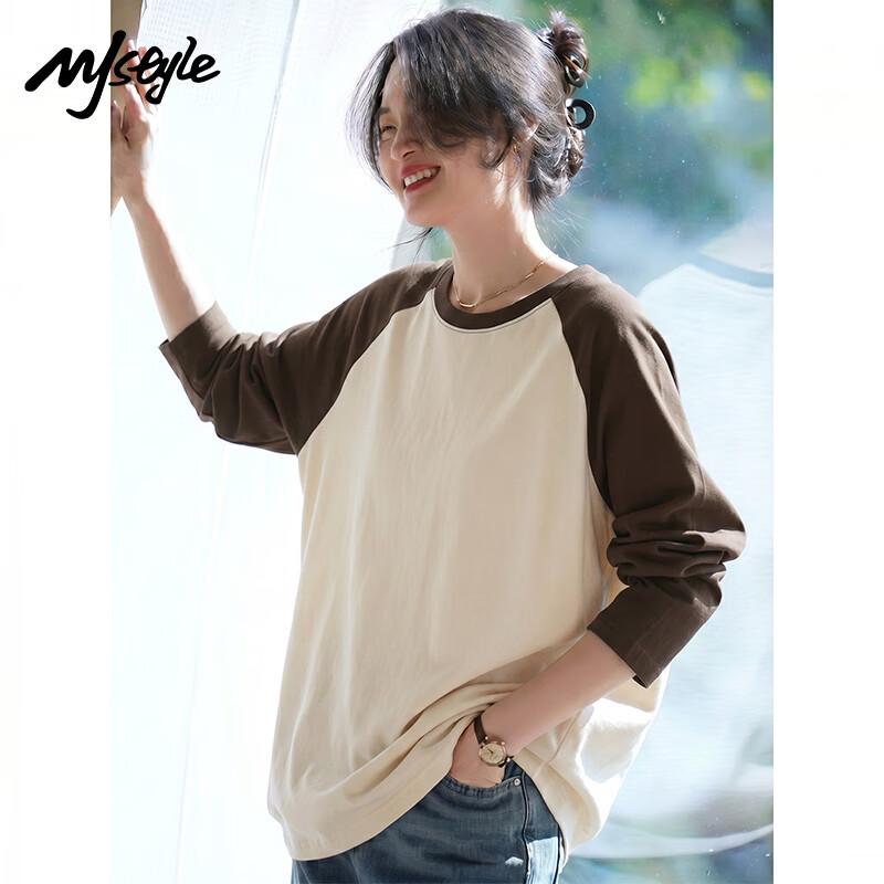 MJ STYLE Women s Color Block Raglan Long Sleeve T-Shirt S
