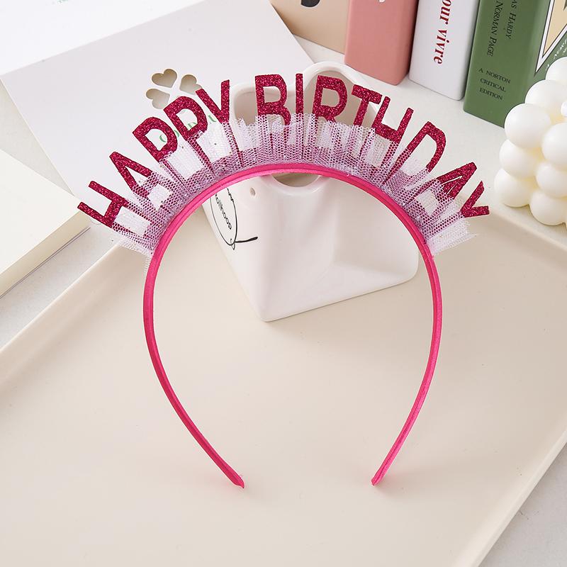Large Korean-style Birthday Hat Glitter Happy Birthday Hair Band DIY Party Headwear Children Waterproof Plastic Indoor