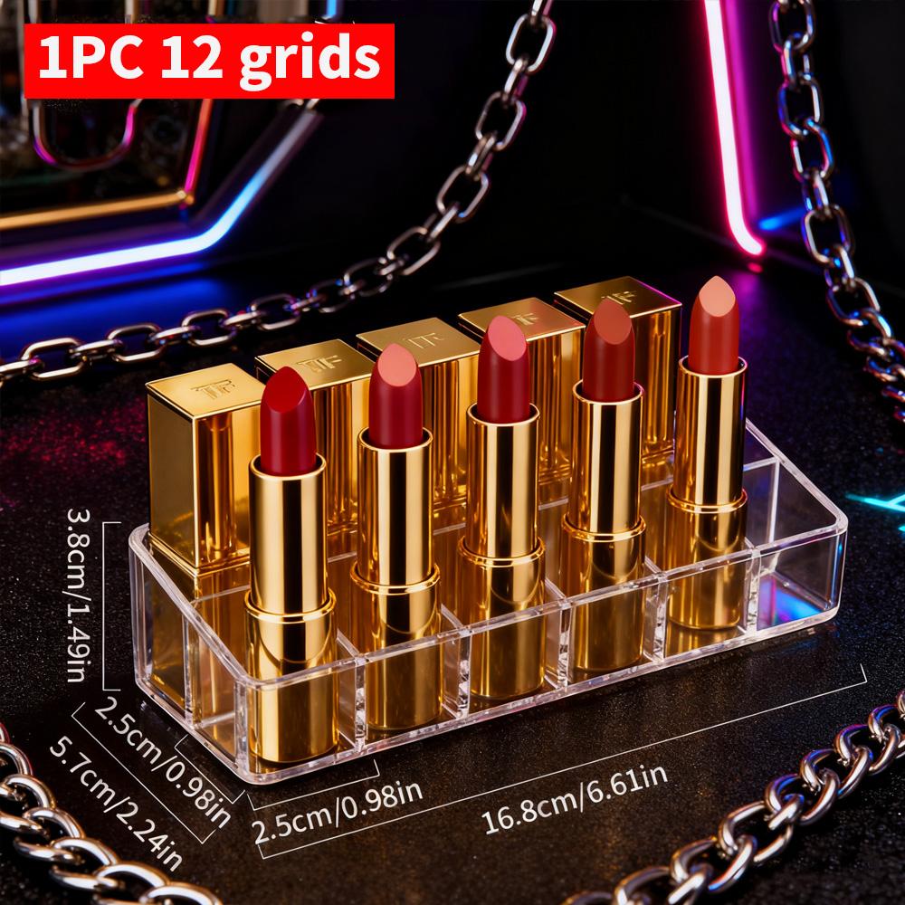 

Geometric Transparent Storage Box for Lipsticks Perfume 12/16/28 Grids Compact Organizer for Desktop Neat Storage Solution M