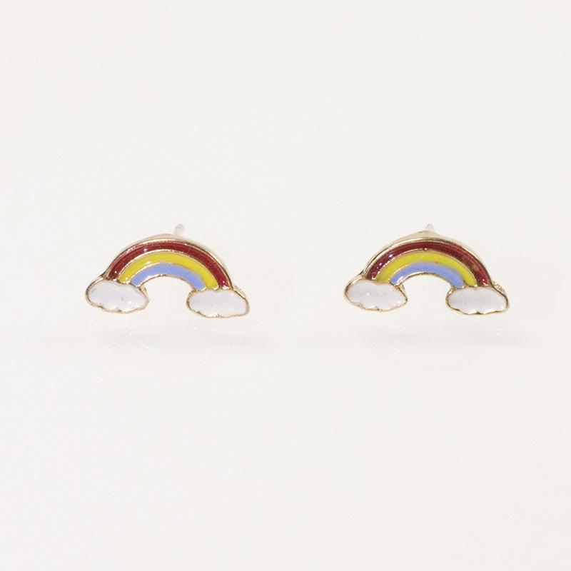 Silver Needle Niche Design Rainbow Cloud Stud Earrings Fresh and Cute Earrings Women's Small Simple Women's Stud Earrings