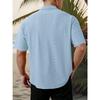 Spring Popular Men's Hollow Jacquard Short Sleeve Shirt Versatile Casual Breathable Comfortable Top