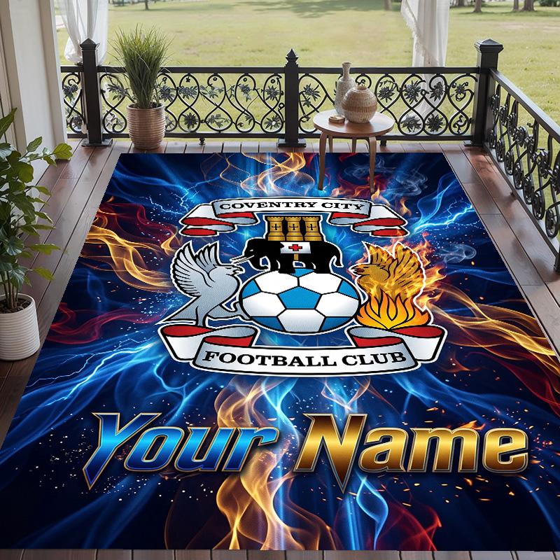 Custom Text Printed Rug Coventry City FC Non Slip Floor Carpet For Home Room Decor