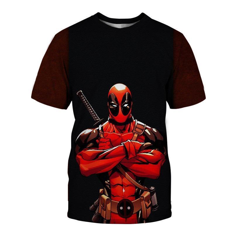 2024 Nova Miniso Universo Meninos e Meninas Deadpool Anime Impressão 3D Streetwear Personalidade Camiseta Infantil/Adulto Casual Moda Top